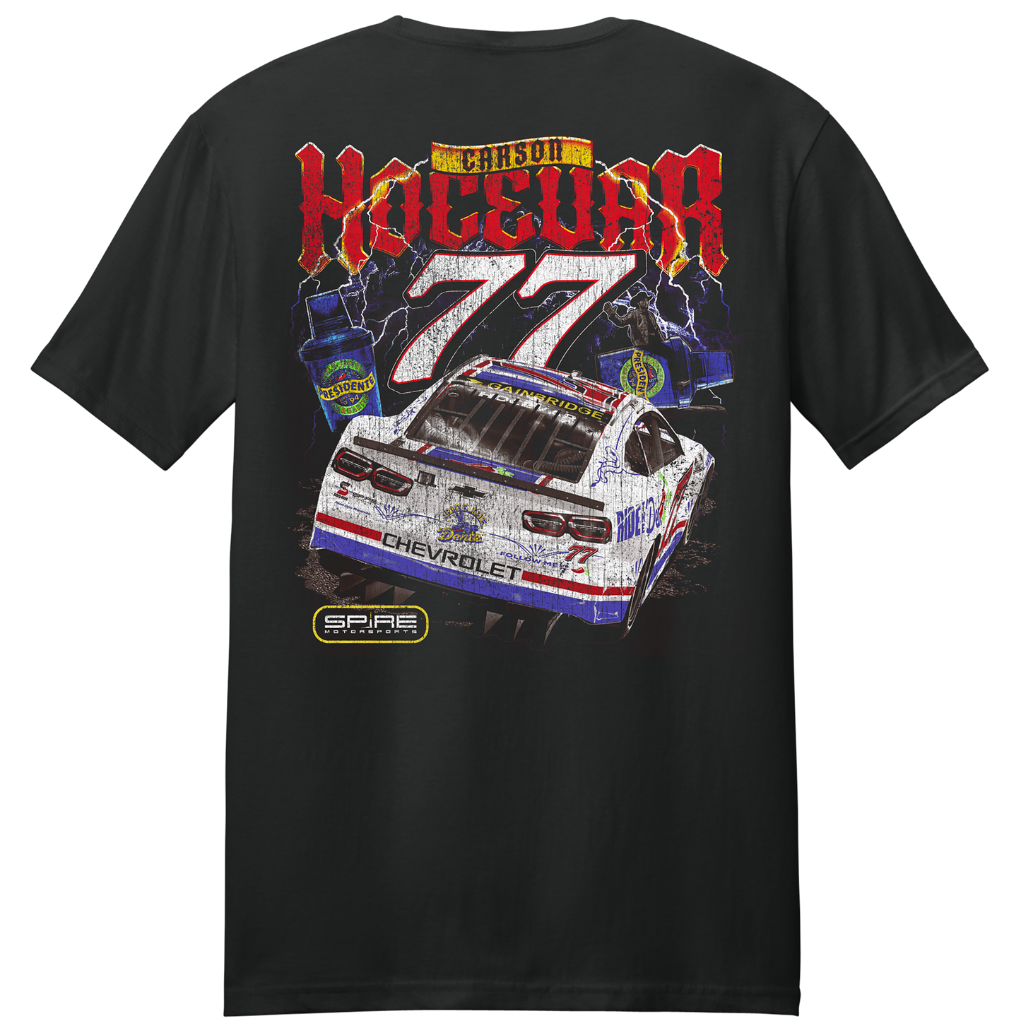 #77 Carson Hocevar Chili's T-Shirt 2025 (Front and Back)