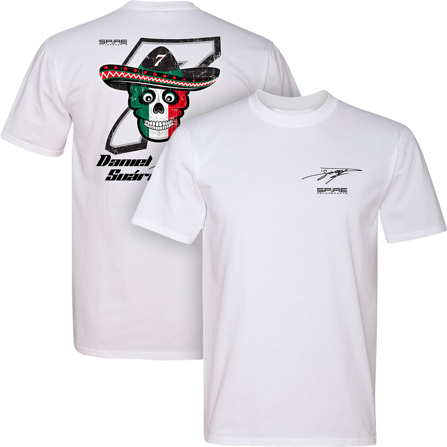 #7 Daniel Suárez Spire Motorsports Lifestyle T-Shirt (White & Black)