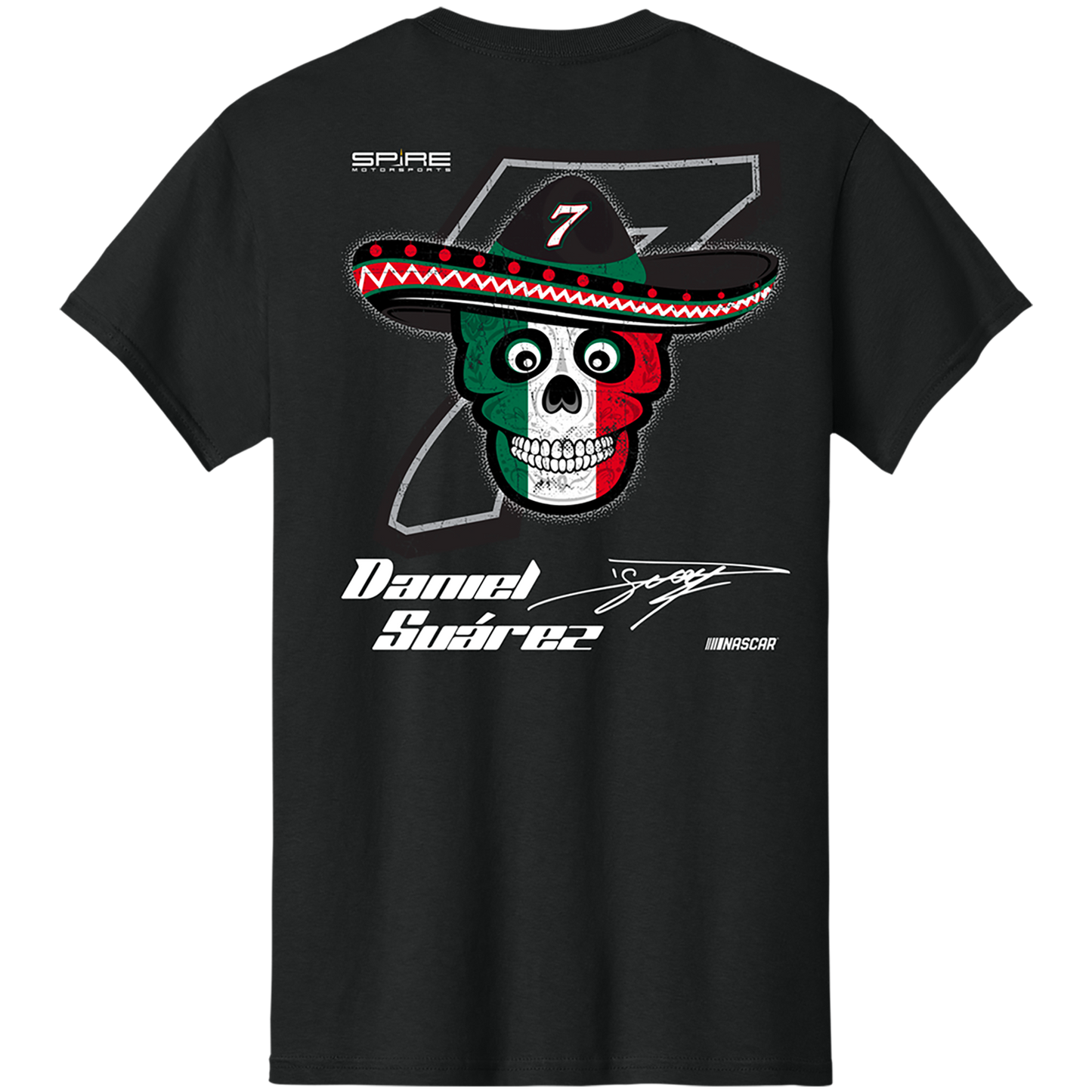 #7 Daniel Suárez Spire Motorsports Lifestyle T-Shirt (White & Black)